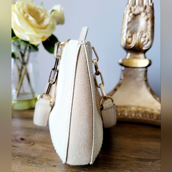 Hugo BOSS 100%Cowhide Embossed Leather Small/Mini Bag Lizard/Suede Neutral/Tan - Picture 6 of 16